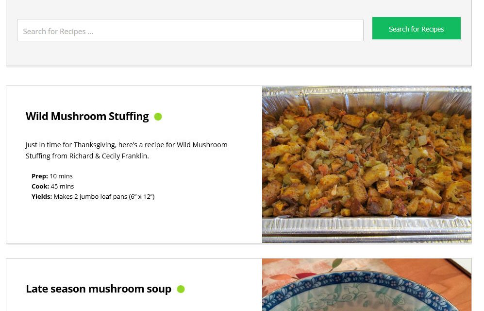Introducing the new recipe section and our first recipe: Wild Mushroom Stuffing