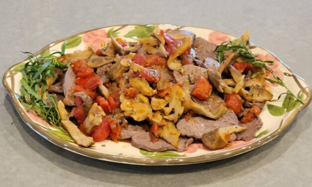 Medallions of Venison in Sauce Chasseur (Hunter’s Sauce) with Hen of the Woods (Grifola frondosa)